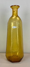 Blenko Amber Textured Paneled Glass Decanter