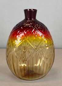 MMA Daisy Diamond Amberina Glass Vase