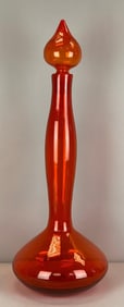 Blenko Style Burnt Orange Glass Decanter