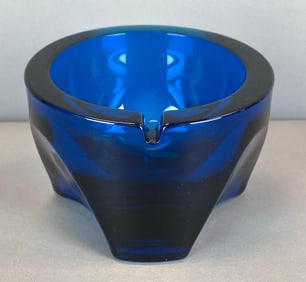 Tripod Cobalt Glass Ashtray