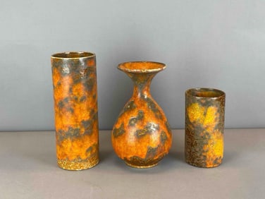 Group of 3 Royal Haeger Orange Peel Art Pottery Vases