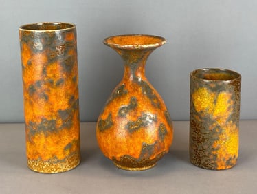 Group of 3 Royal Haeger Orange Peel Glaze Art Pottery Vases