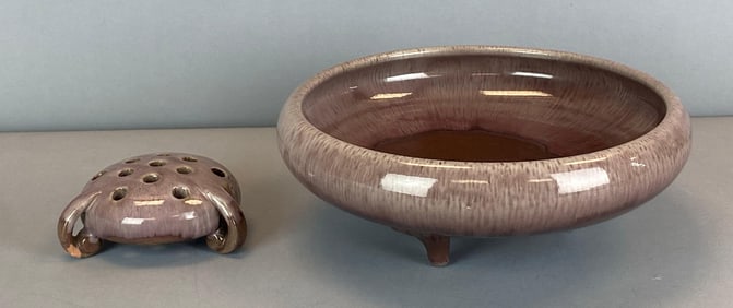 Group of 2 Haeger Purple Drip Glaze Art Pottery