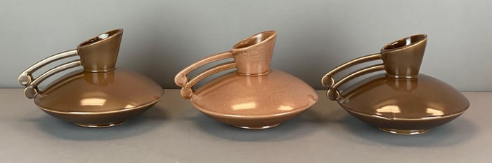 Group of 3 Red Wing Brown Art Pottery Pitchers
