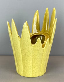 Red Wing Yellow Speckled Spike Art Pottery Vase