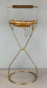 Metal and Pottery Standing Ashtray
