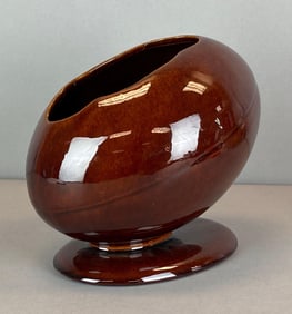Haeger Brown Drip Glaze Art Pottery Football Vase