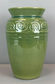 Western Stoneware Green Floral Motif Vase
