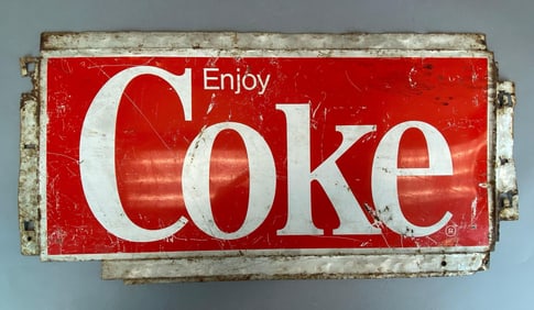 Enjoy Coke Painted Metal Advertising Sign
