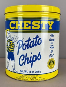 Chesty 40th Anniversary Potato Chips Advertising Tin