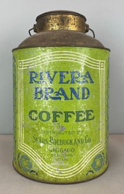 Vintage Rivera Brand Coffee Chicago IL Metal Canister