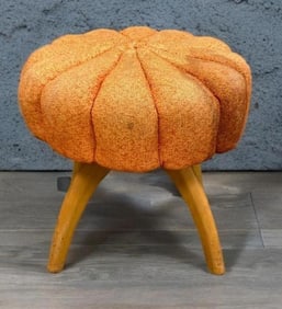 Heywood Wakefield MCM Red Swivel Ottoman