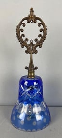 Vintage Polish Cobalt Cut to Clear Crystal Dinner Bell