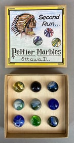 Set of 9 Peltier Second Run Glass Marbles