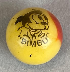Peltier Bimbo Yellow Red Swirl Glass Comic Marble