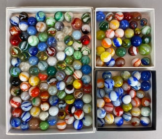 Group of 150+ Assorted Glass Marbles