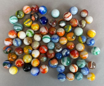 Group of 70+ Assorted Swirl Glass Marble