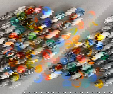 Group of 70+ Assorted Swirl Glass Marble: Sizes range from 14 - 17 mm across