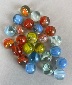 Group of 25 Assorted Cats Eye Glass Marbles