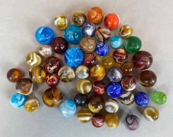 Group of 50+ Glass Swirl Marbles