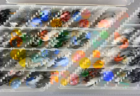 Group of 70+ Assorted Glass Marbles: Sizes range from 18- 25 mm across
