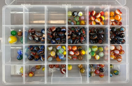 Group of 190+ Assorted Glass Marbles