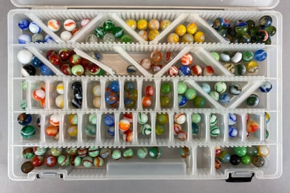 Group of 190+ Assorted Glass Marbles