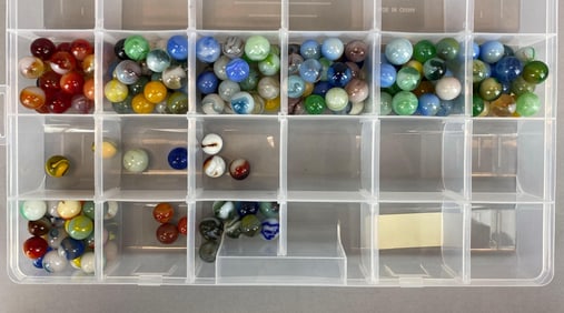 Group of 160+ Assorted Swirl Glass Marbles