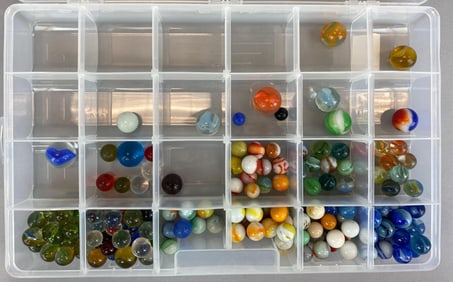 Group of 160+ Assorted Glass Marbles