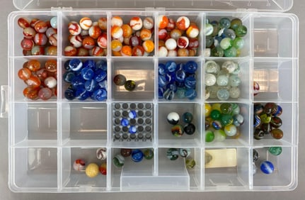 Group of 190+ Assorted Swirl Glass Marbles