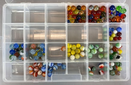 Group of 160+ Assorted Glass Marbles