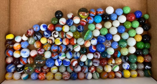 Group of 160+ Assorted Glass Marbles