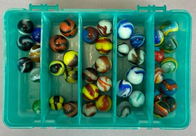 Group of Assorted Swirl Glass Marbles