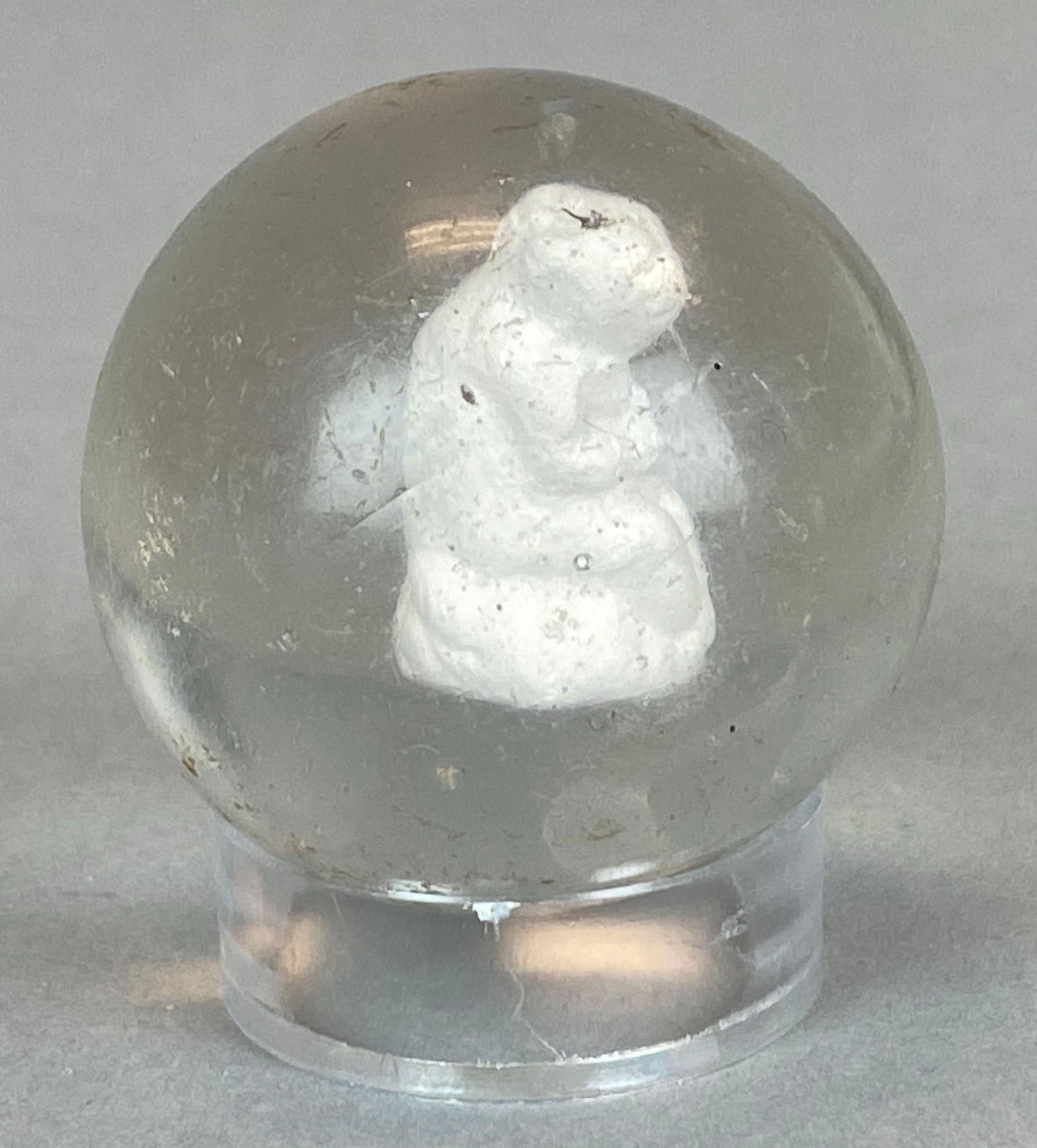 Sulphide Monkey Glass Marble: Chips shown, Measures 45 mm across