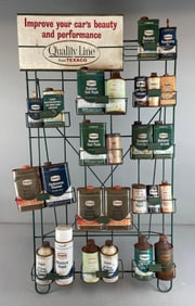 Vintage Texaco Line Advertising Display Rack with Products