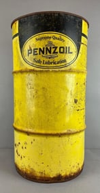 Vintage Pennzoil Safe Lubrication Metal Advertising Drum