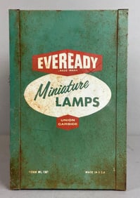 Vintage Eveready Miniature Lamps Metal Advertising Cabinet with Drawers