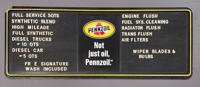 Pennzoil Motor Oil Advertising Menu Board