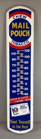 Vintage Mail Pouch Chewing Tobacco Metal Advertising Thermometer