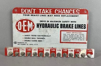 Vintage OEM Hydraulic Brake Lines Metal Advertising Display Rack