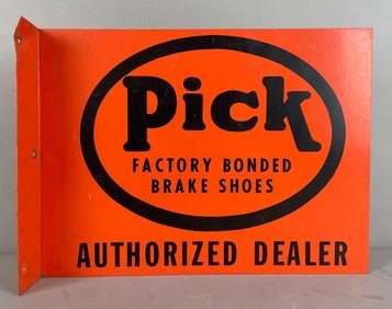 Pick Brake Shoes Dealer Flanged Metal Advertising Sign