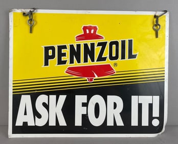 Pennzoil Double-Sided Metal Advertising Sign