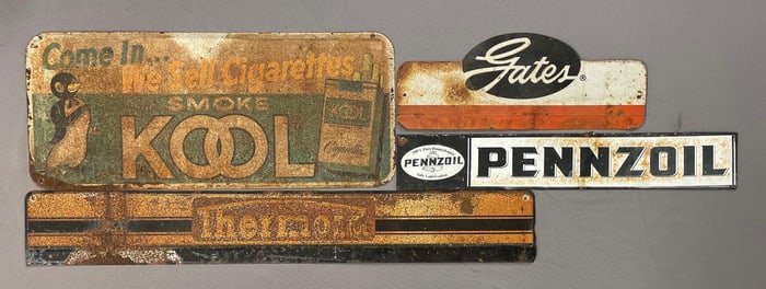 Group of Metal Advertising Signs