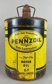 Vintage Pennzoil 5 Gallon Motor Oil Metal Advertising Can