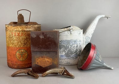 Group of Vintage Metal Automotive Advertising Items and More