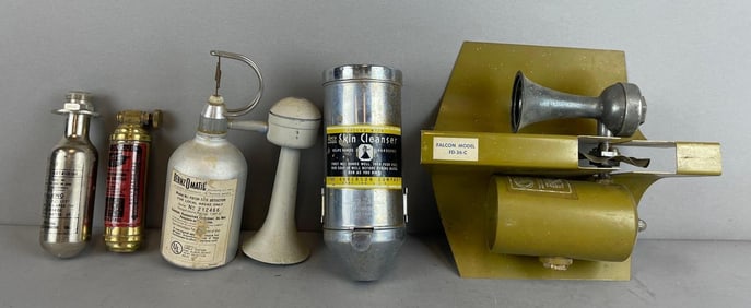 Group of Vintage Fire Extinguisher Cartridges and More