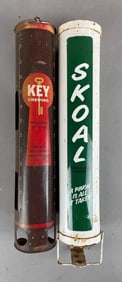 Group of 2 Vintage Chewing Tobacco Metal Advertising Dispensers