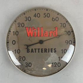 Vintage Willard Batteries Advertising Thermometer