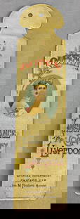Antique Queen Insurance Company Advertising Tin Sign: Liverpool western department, measures 12 1/2 x 3 inches