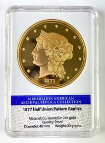 2012 American Mint 1877 Half Union Pattern REPLICA Layered 24K Gold Commemorative Proof